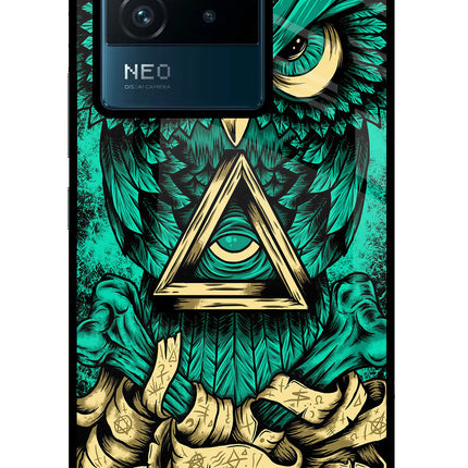 Green Owl IQOO Neo 6 5G Glass Case Back Cover by Casekaro