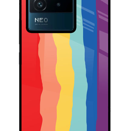 Rainbow IQOO Neo 6 5G Glass Case Back Cover by Casekaro