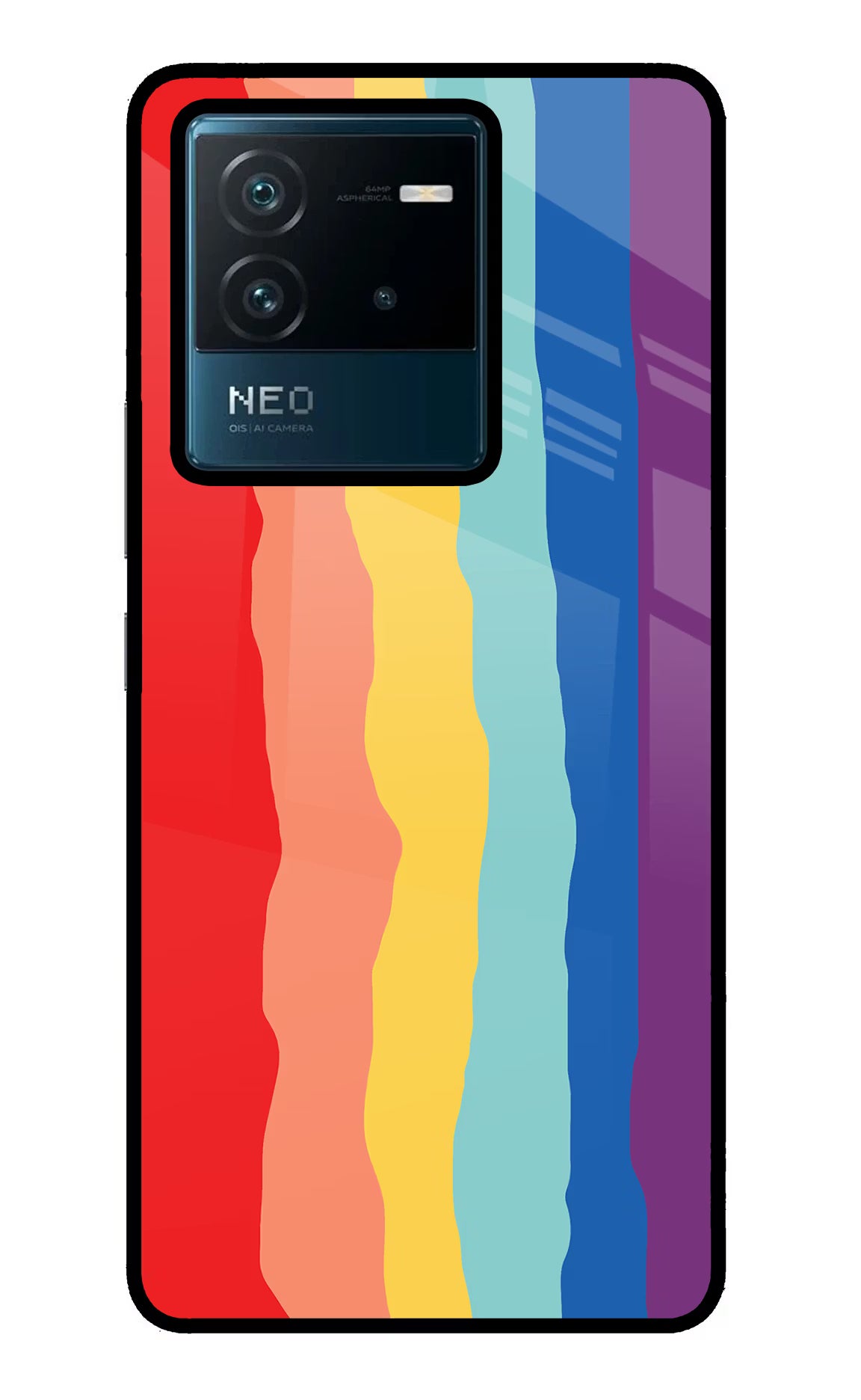 Rainbow IQOO Neo 6 5G Glass Case Back Cover by Casekaro