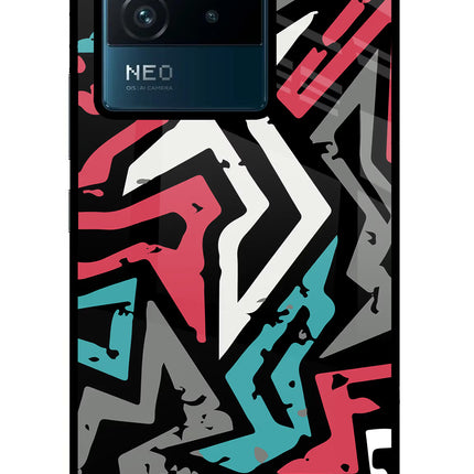 Geometric Graffiti IQOO Neo 6 5G Glass Case Back Cover by Casekaro