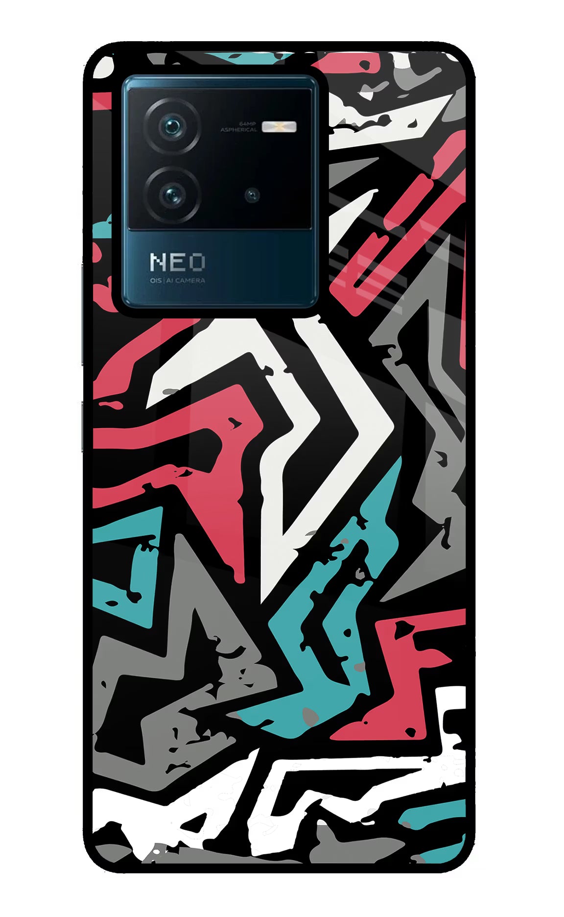 Geometric Graffiti IQOO Neo 6 5G Glass Case Back Cover by Casekaro