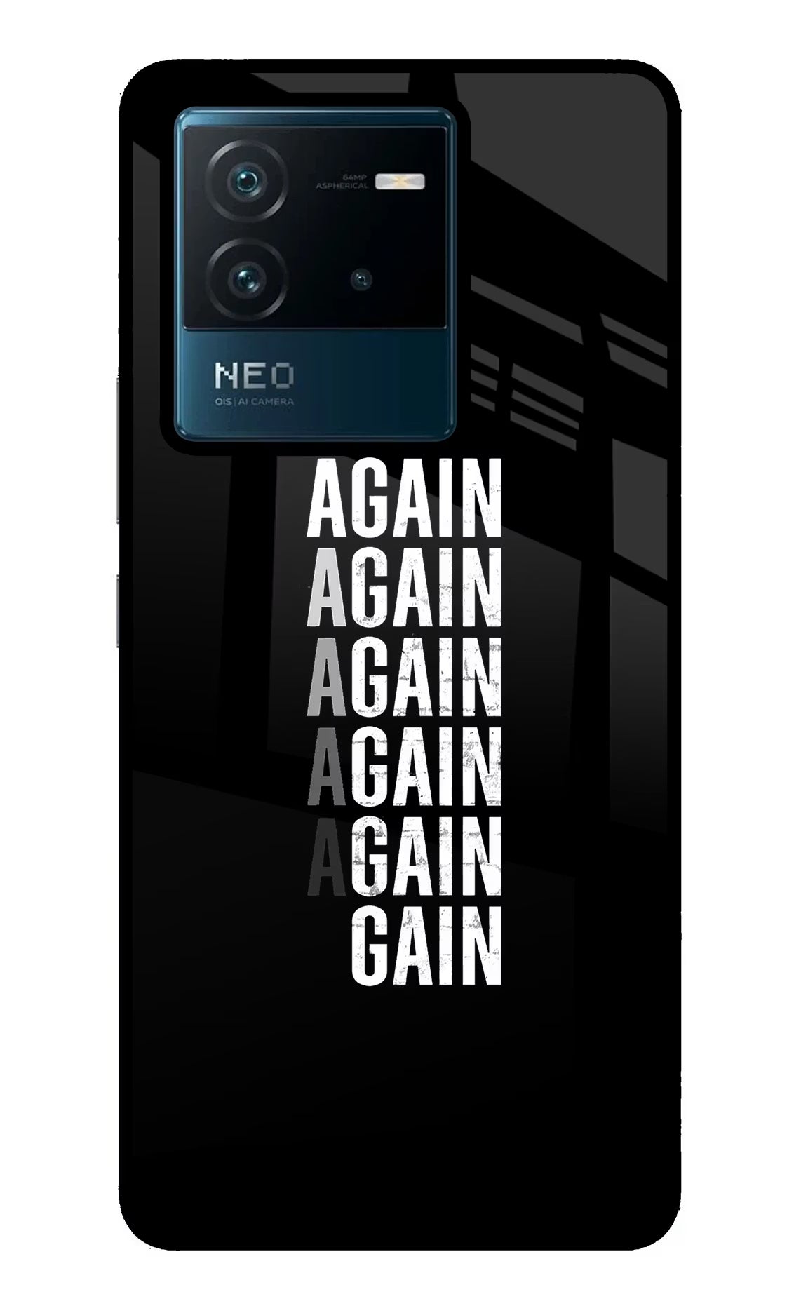 Again Again Gain IQOO Neo 6 5G Glass Case Back Cover by Casekaro