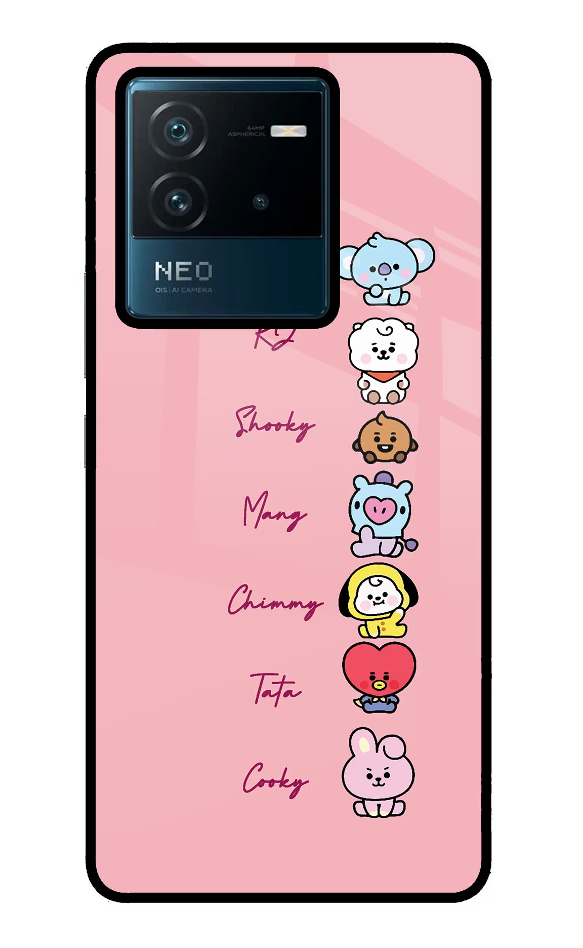BTS names IQOO Neo 6 5G Glass Case Back Cover by Casekaro