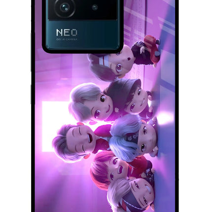 BTS Chibi IQOO Neo 6 5G Glass Case Back Cover by Casekaro