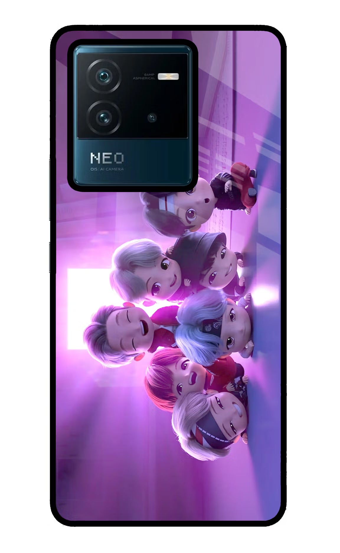 BTS Chibi IQOO Neo 6 5G Glass Case Back Cover by Casekaro