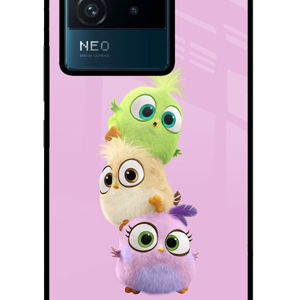 Cute Little Birds IQOO Neo 6 5G Glass Case Back Cover by Casekaro