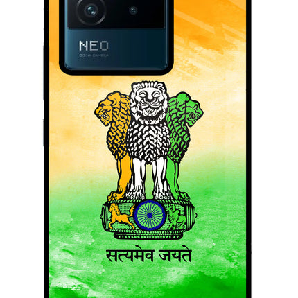 Satyamev Jayate Flag IQOO Neo 6 5G Glass Case Back Cover by Casekaro