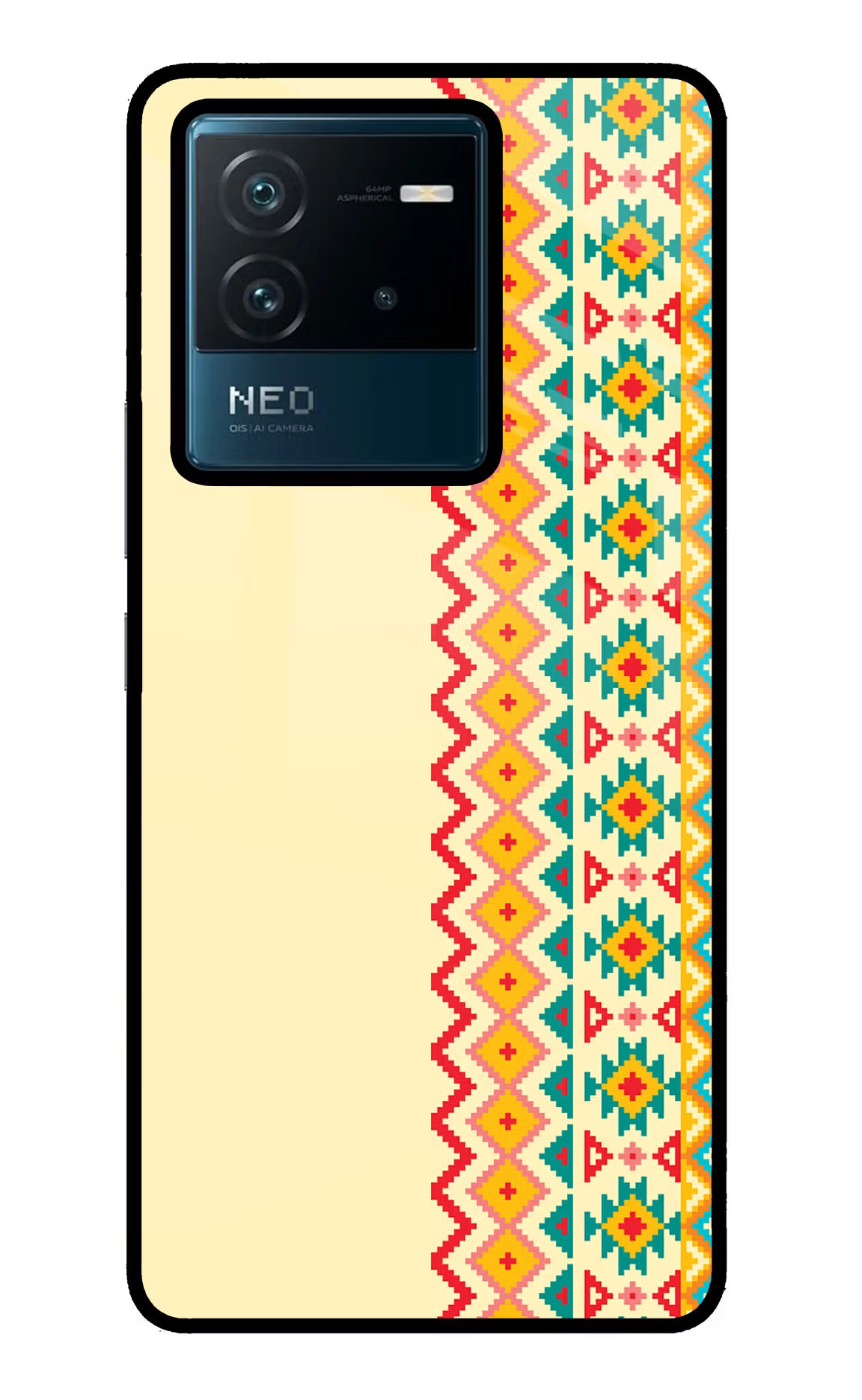 Ethnic Seamless IQOO Neo 6 5G Glass Case Back Cover by Casekaro