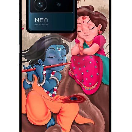 Radhe Krishna IQOO Neo 6 5G Glass Case Back Cover by Casekaro