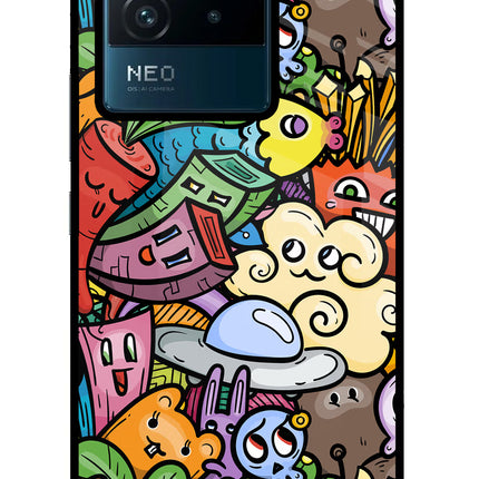 Veggie Doodle IQOO Neo 6 5G Glass Case Back Cover by Casekaro