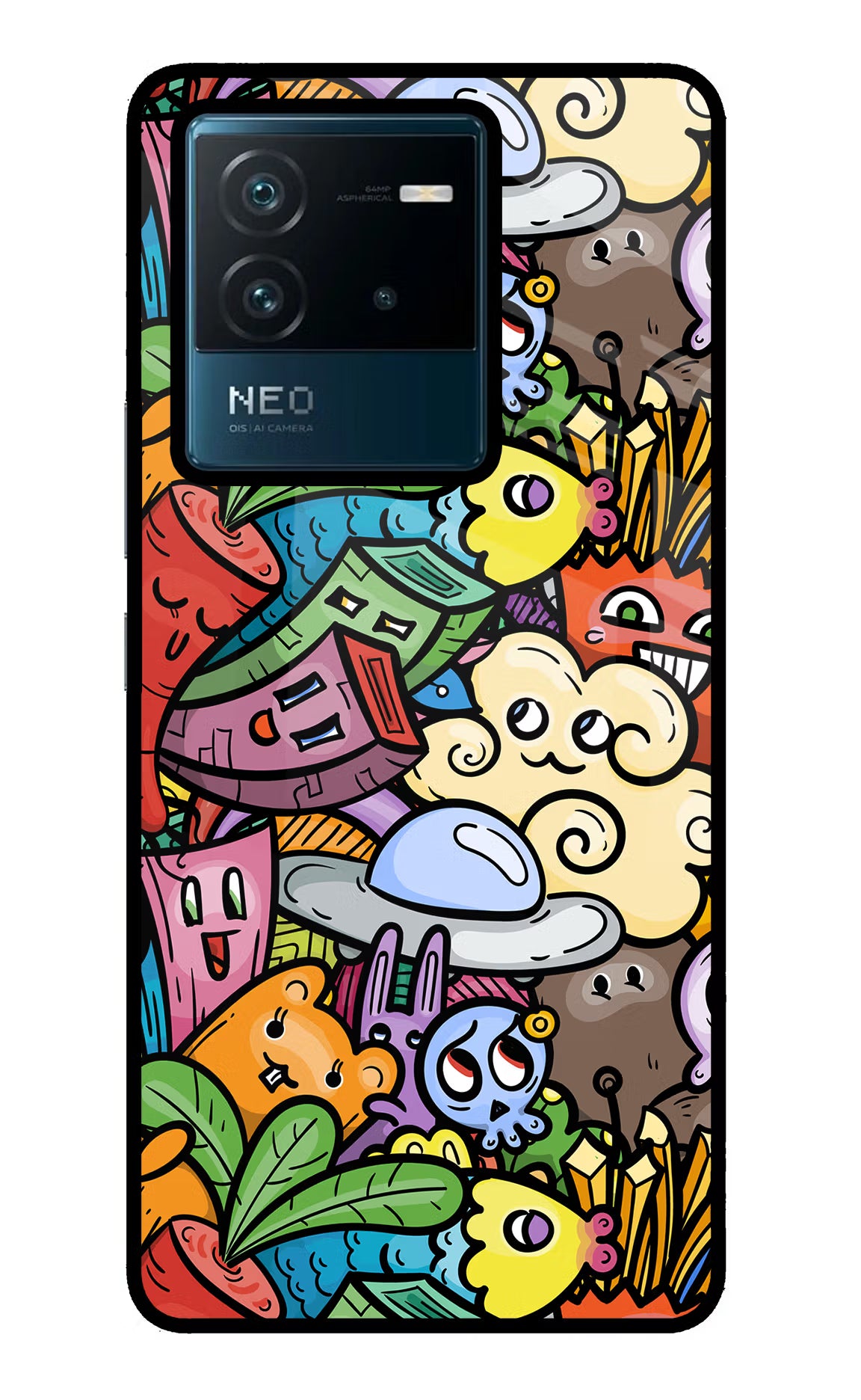 Veggie Doodle IQOO Neo 6 5G Glass Case Back Cover by Casekaro