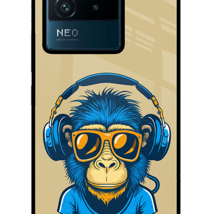 Monkey Headphone IQOO Neo 6 5G Glass Case Back Cover by Casekaro