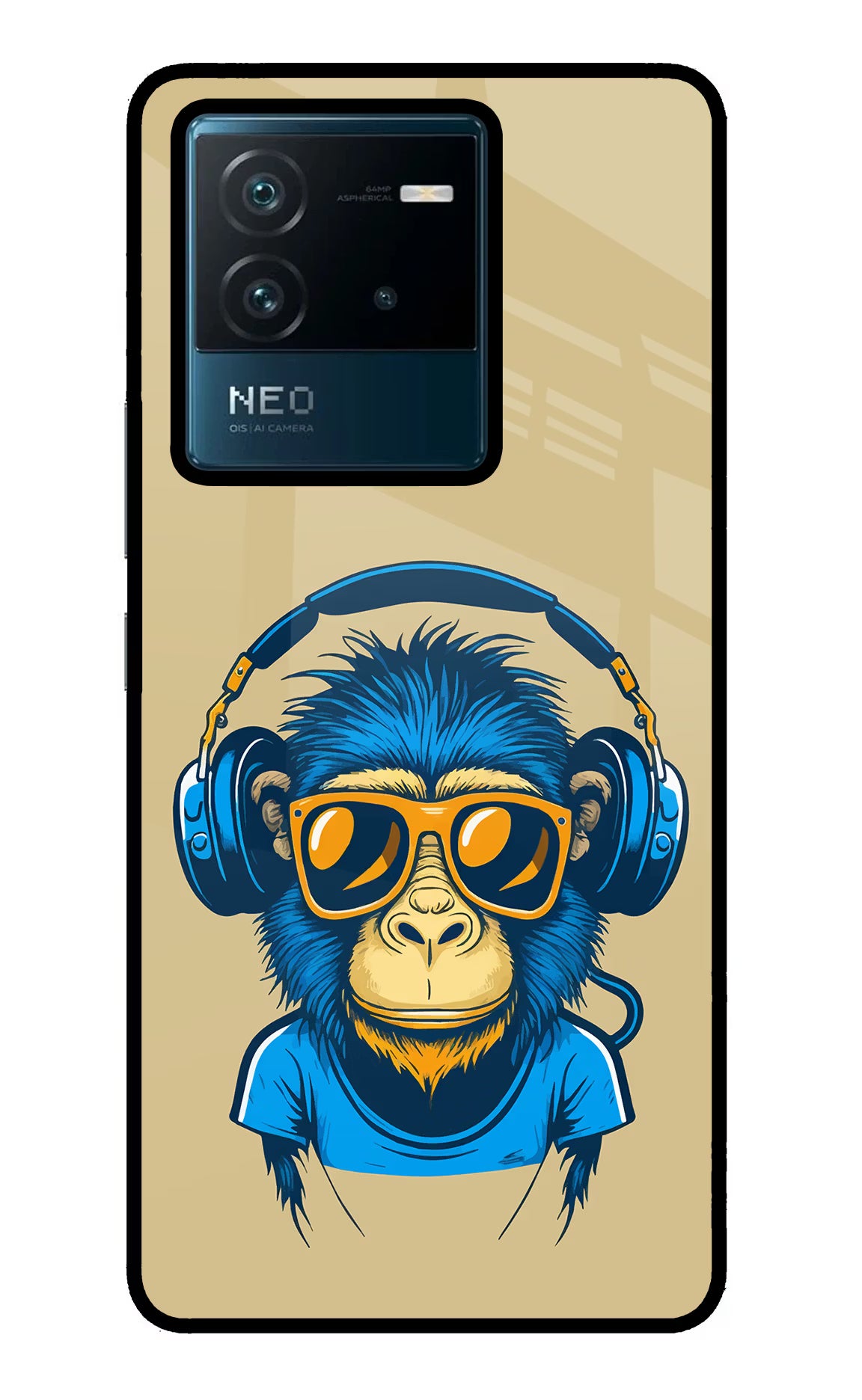Monkey Headphone IQOO Neo 6 5G Glass Case Back Cover by Casekaro