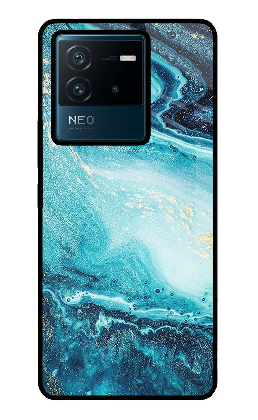 Blue Glitter Marble IQOO Neo 6 5G Glass Case