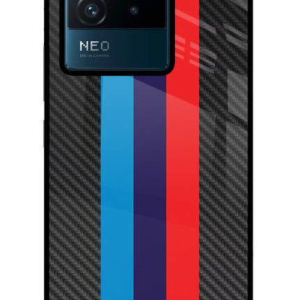 BMW Stripes Pattern IQOO Neo 6 5G Glass Case Back Cover by Casekaro