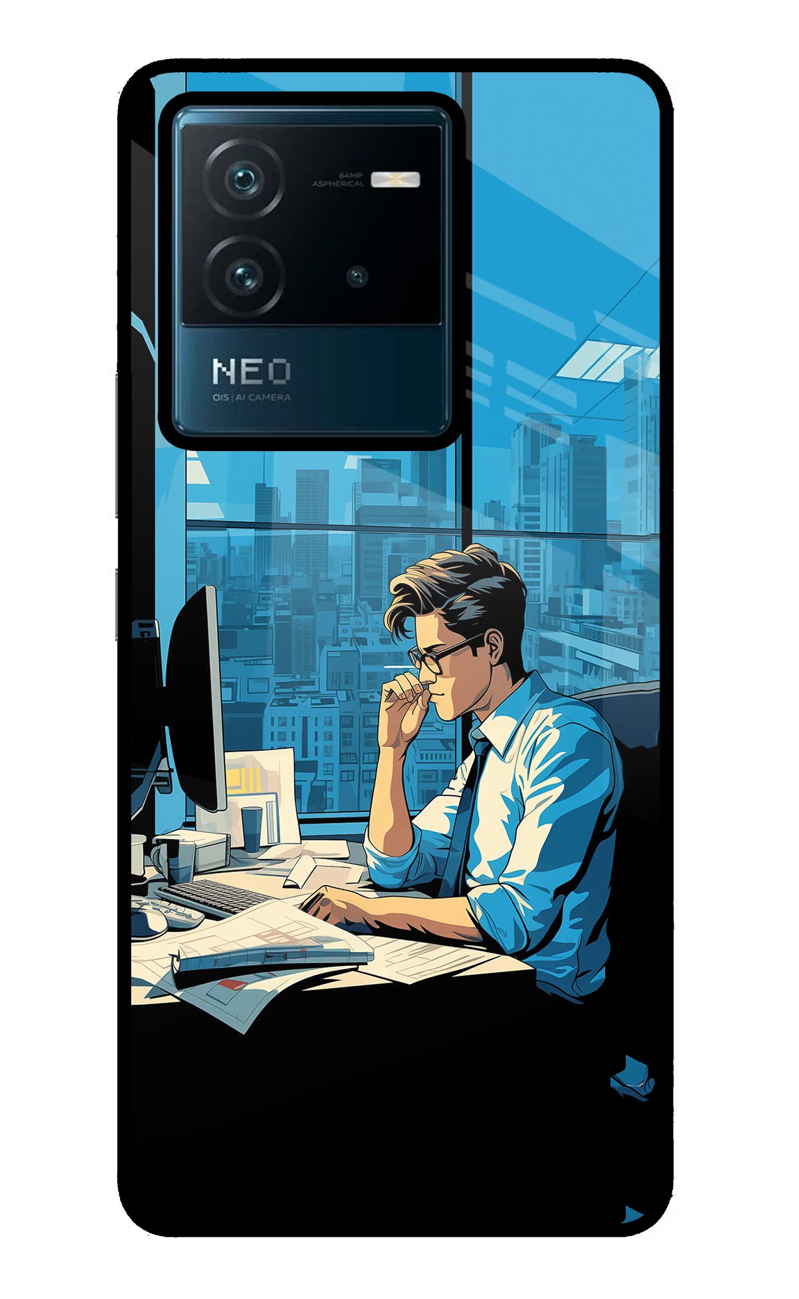 Focused Hustler (AI Generated) IQOO Neo 6 5G Glass Case Back Cover by Casekaro