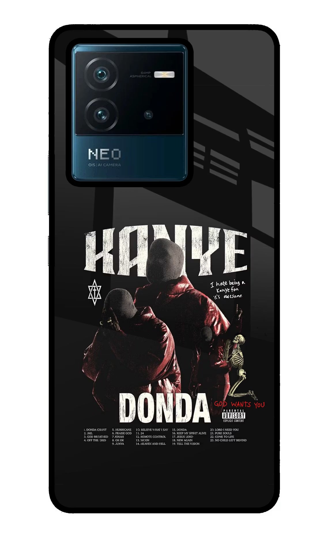 Donda Kanye West IQOO Neo 6 5G Glass Case Back Cover by Casekaro