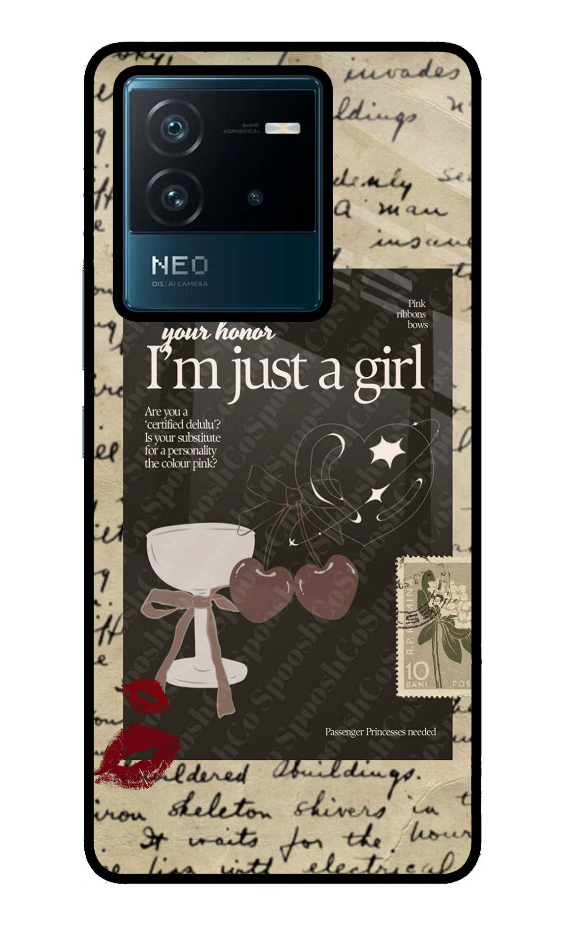 I am just a girl IQOO Neo 6 5G Glass Case Back Cover by Casekaro