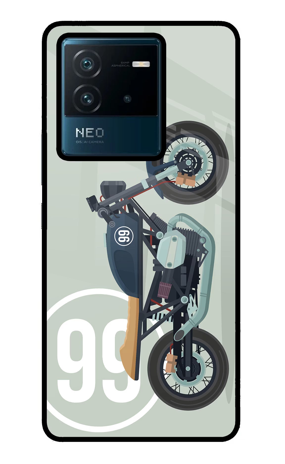 Classic Cafe Racer 99 IQOO Neo 6 5G Glass Case Back Cover by Casekaro