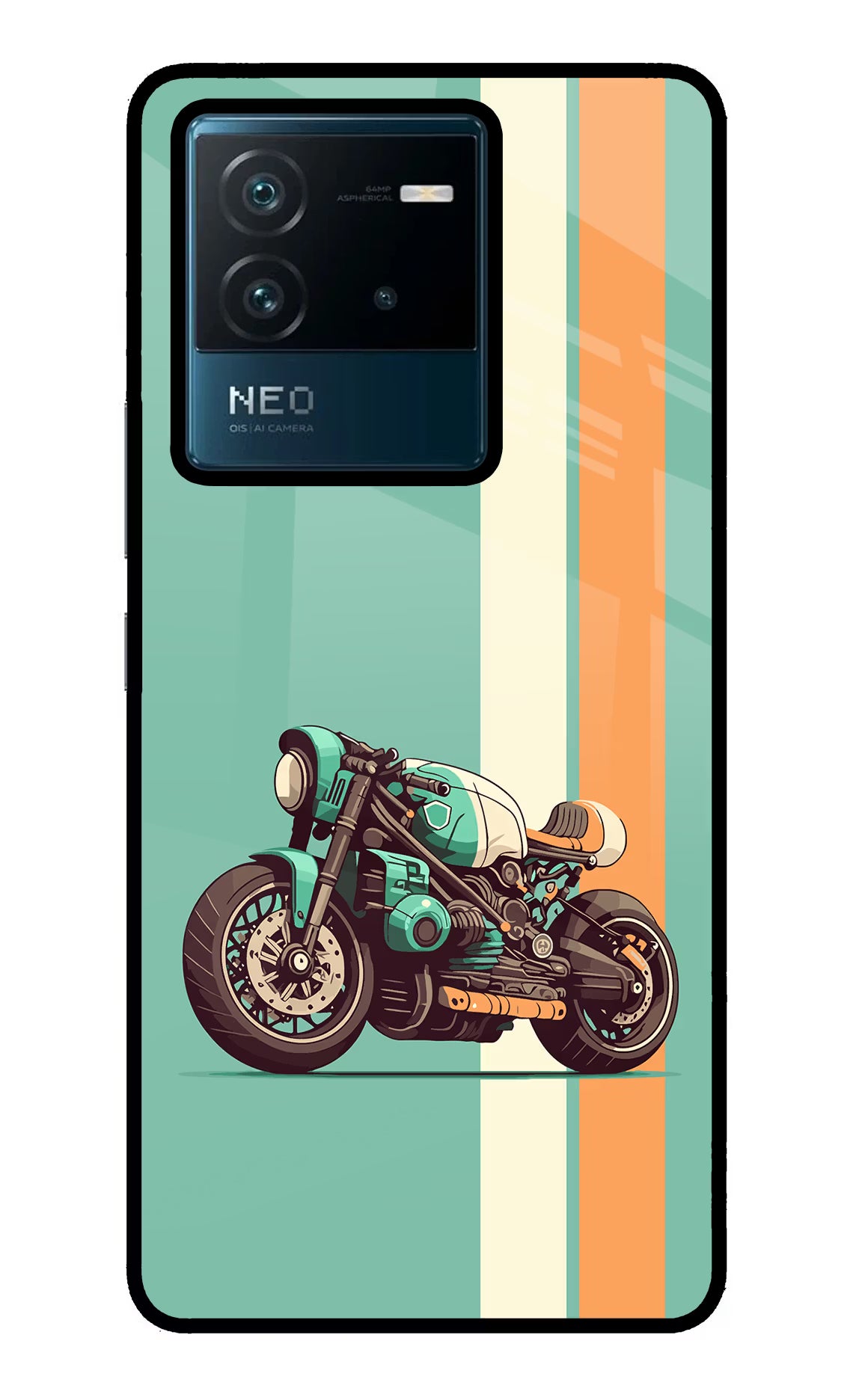 Striped Moto Drift IQOO Neo 6 5G Glass Case Back Cover by Casekaro