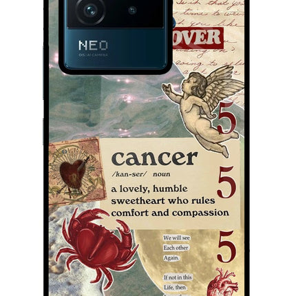 Cancer Zodiac IQOO Neo 6 5G Glass Case Back Cover by Casekaro