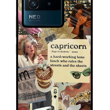 Capricorn Zodiac IQOO Neo 6 5G Glass Case Back Cover by Casekaro