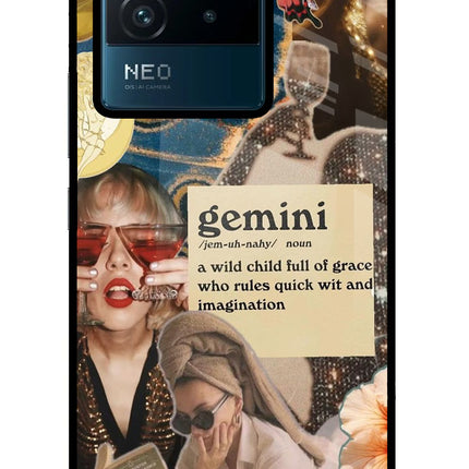 Gemini Zodiac IQOO Neo 6 5G Glass Case Back Cover by Casekaro