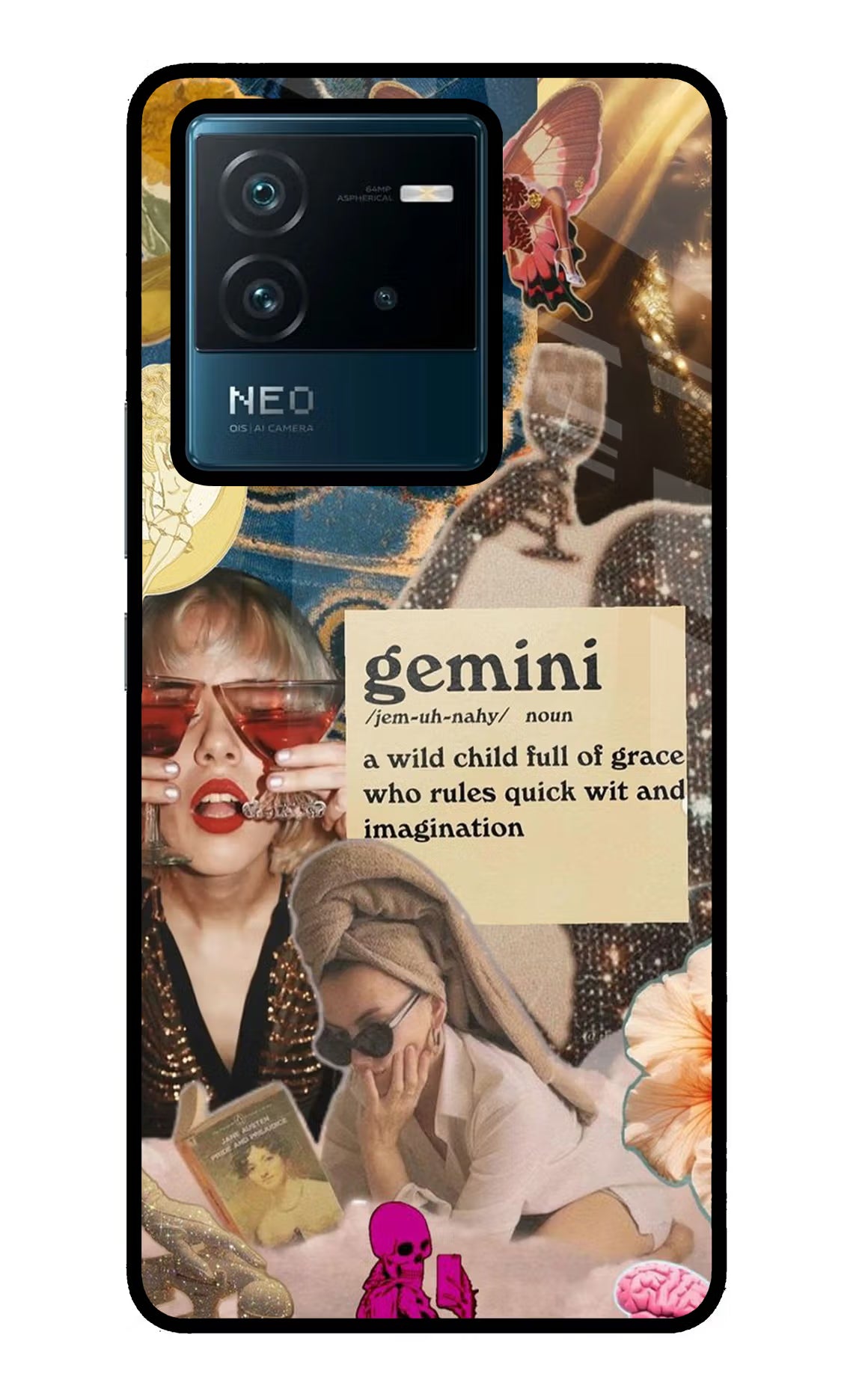 Gemini Zodiac IQOO Neo 6 5G Glass Case Back Cover by Casekaro