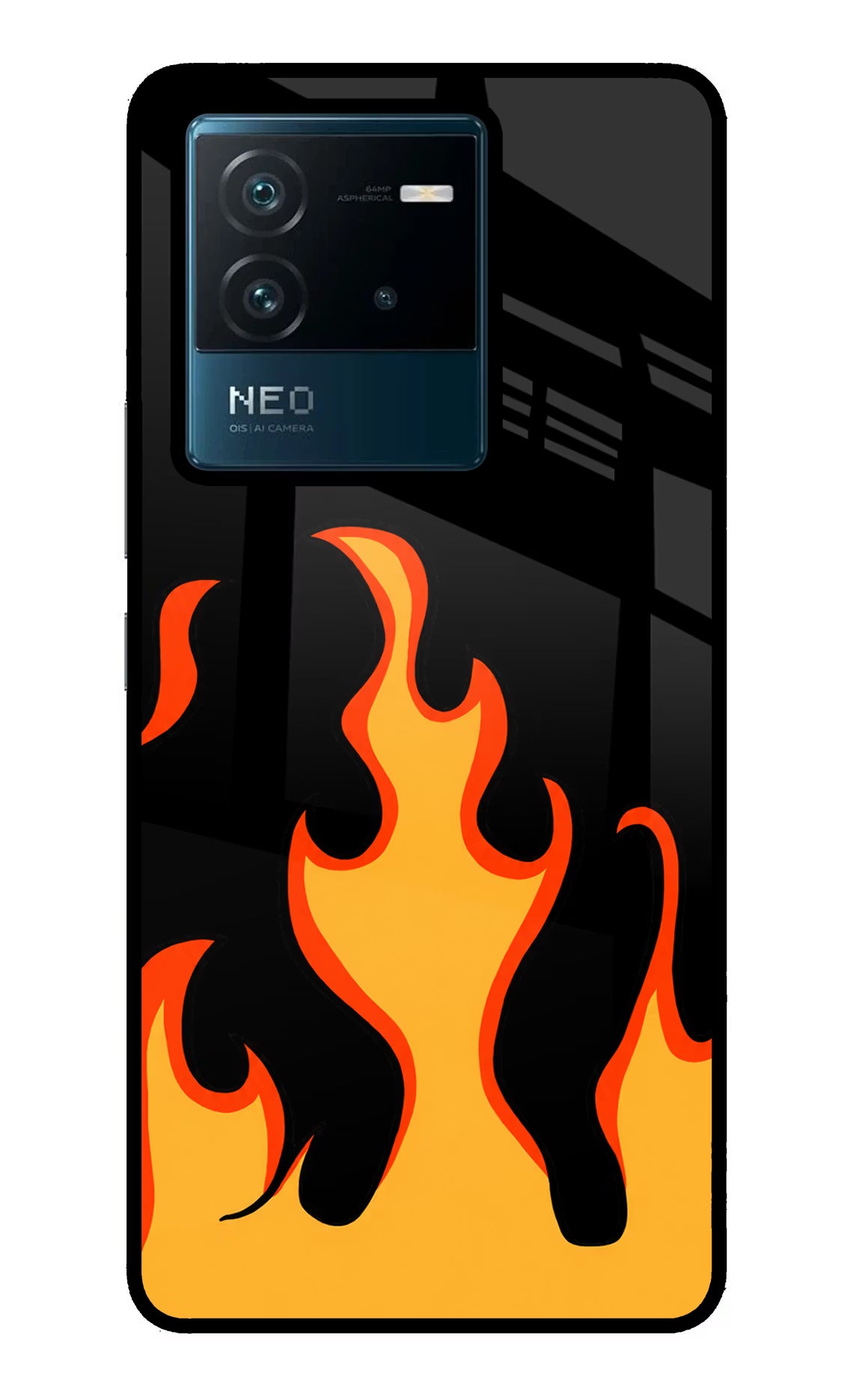 Fired Up – Black IQOO Neo 6 5G Glass Case Back Cover by Casekaro