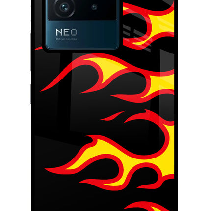 Side Sweep Flames IQOO Neo 6 5G Glass Case Back Cover by Casekaro