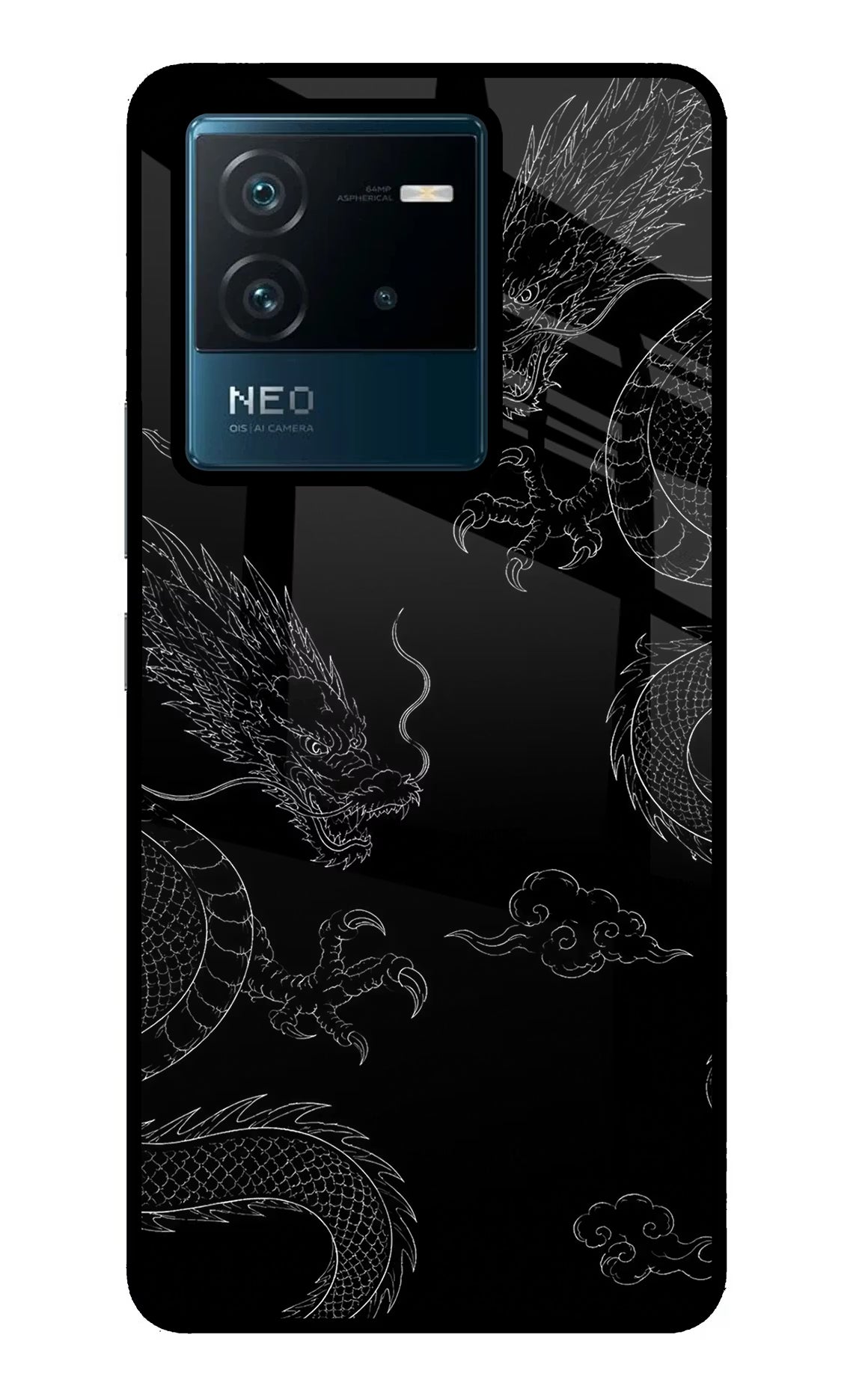 Twin Dragons IQOO Neo 6 5G Glass Case Back Cover by Casekaro