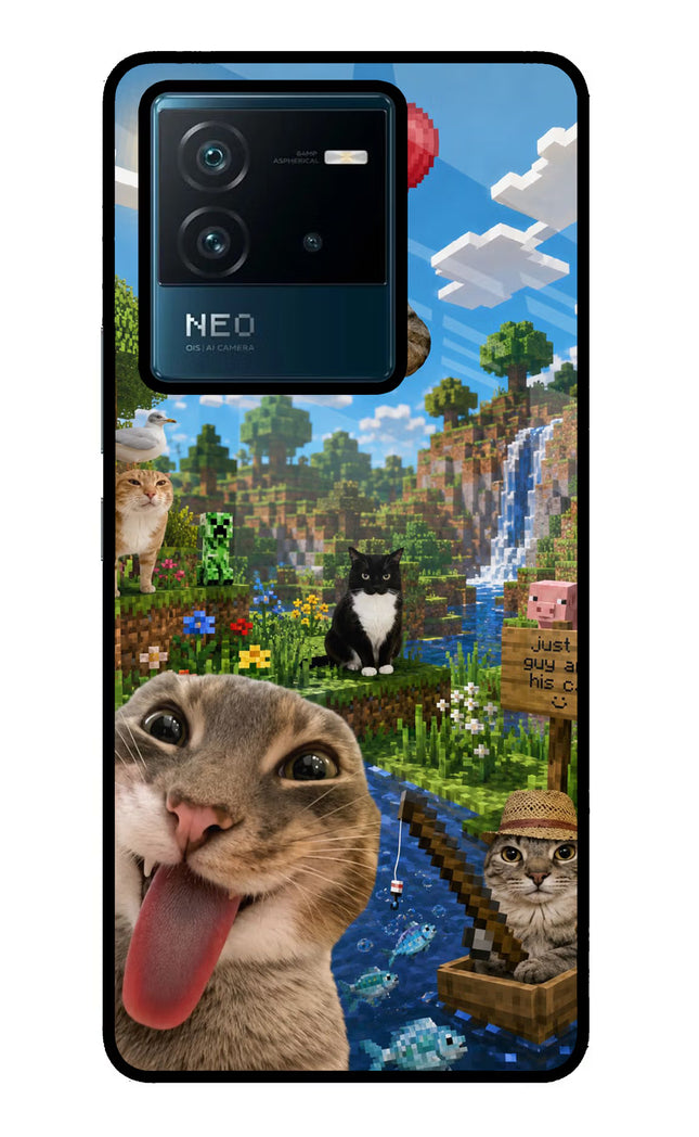Minecraft Cat Chaos IQOO Neo 6 5G Glass Case