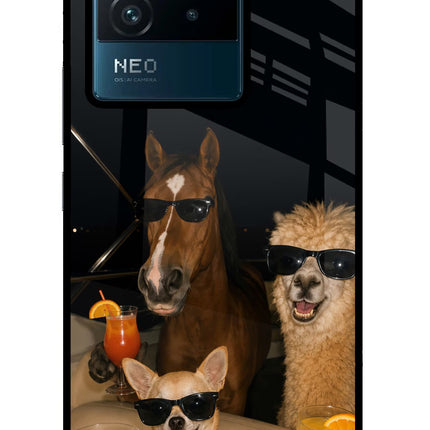 Party Squad IQOO Neo 6 5G Glass Case Back Cover by Casekaro