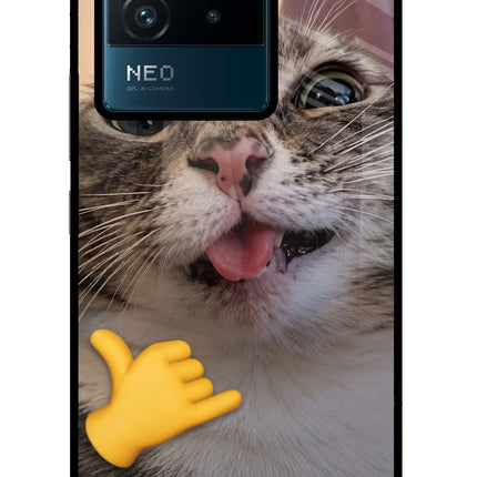 Silly Cat Call IQOO Neo 6 5G Glass Case Back Cover by Casekaro