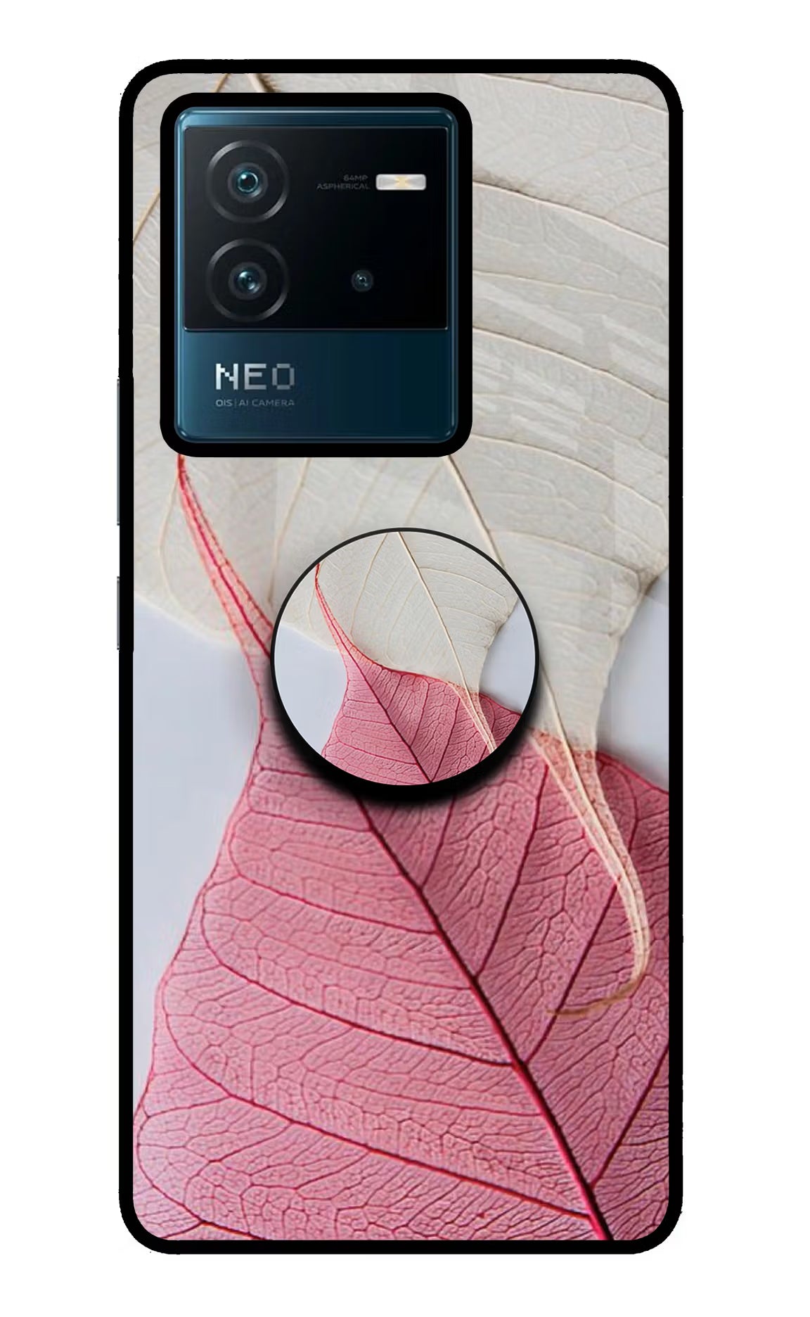 White Pink Leaf IQOO Neo 6 5G Pop Case by Casekaro