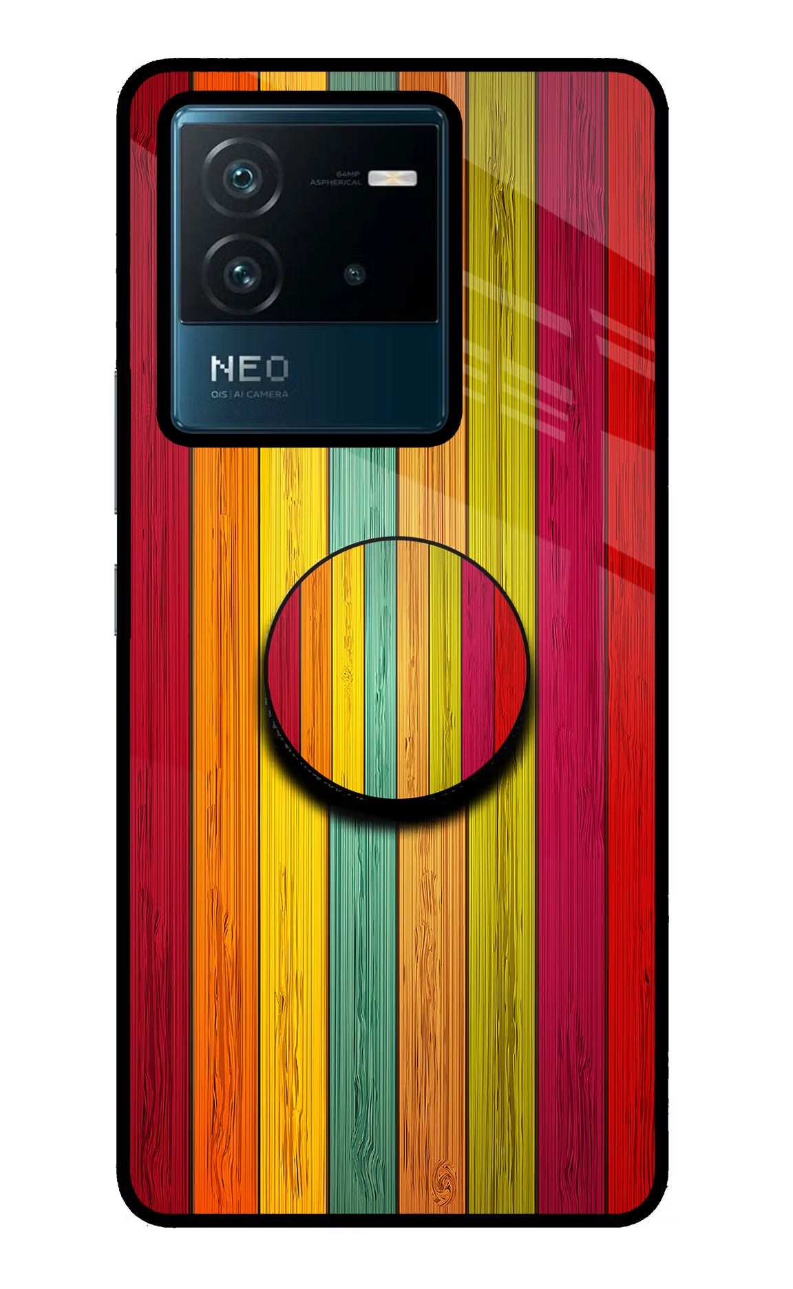 Multicolor Wooden IQOO Neo 6 5G Pop Case by Casekaro