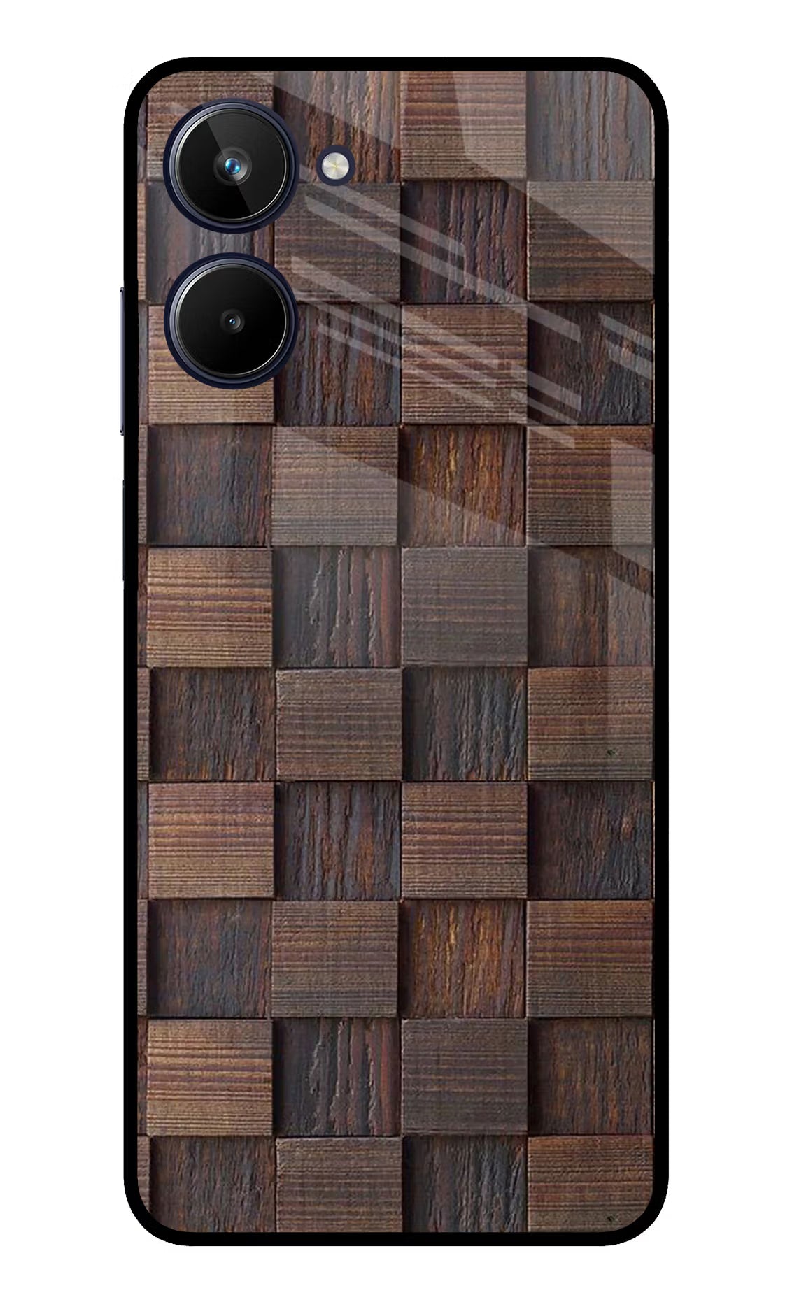Wooden Cube Design Realme 10 Glass Case Back Cover by Casekaro