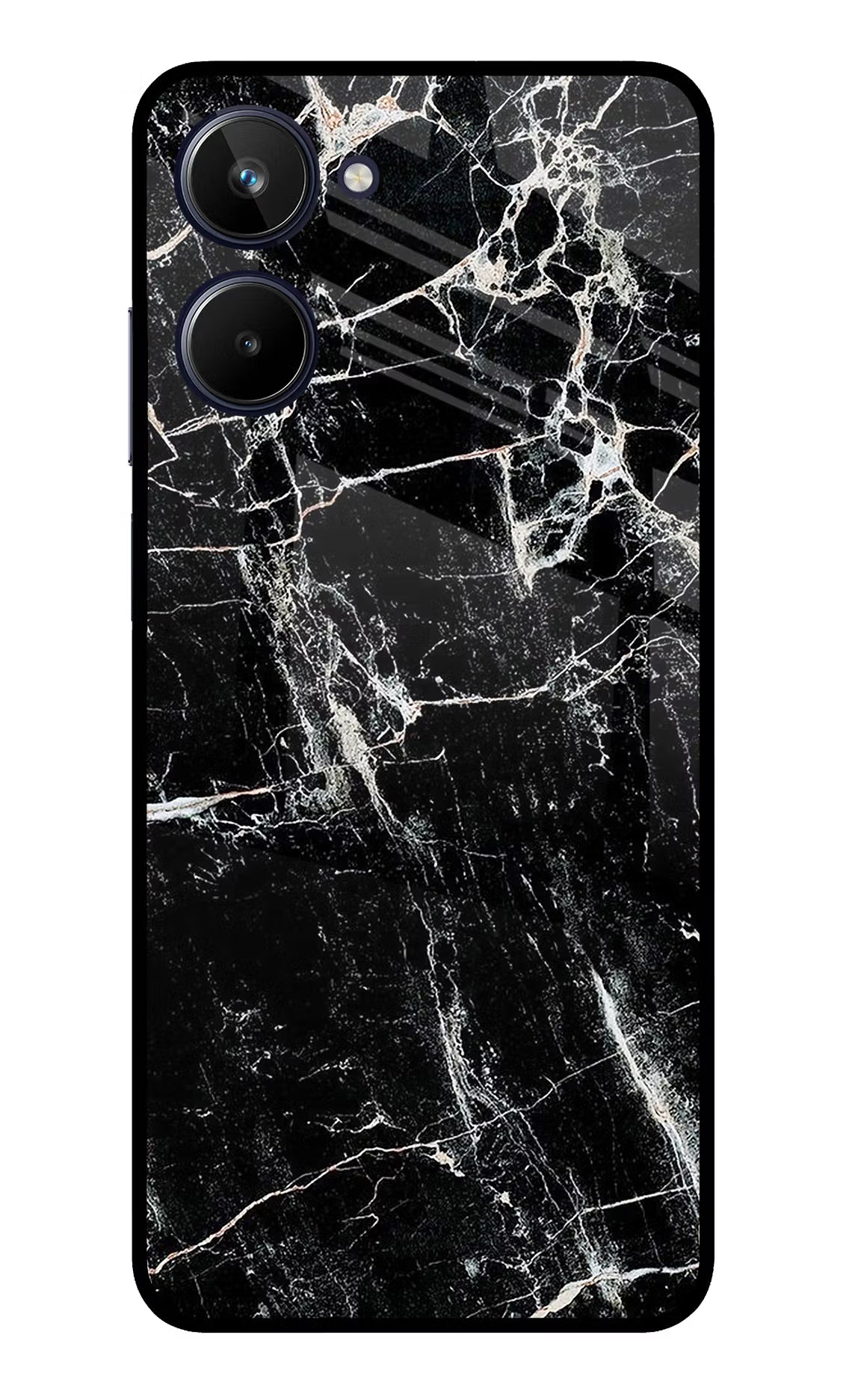 Black Marble Texture Realme 10 Glass Case Back Cover by Casekaro