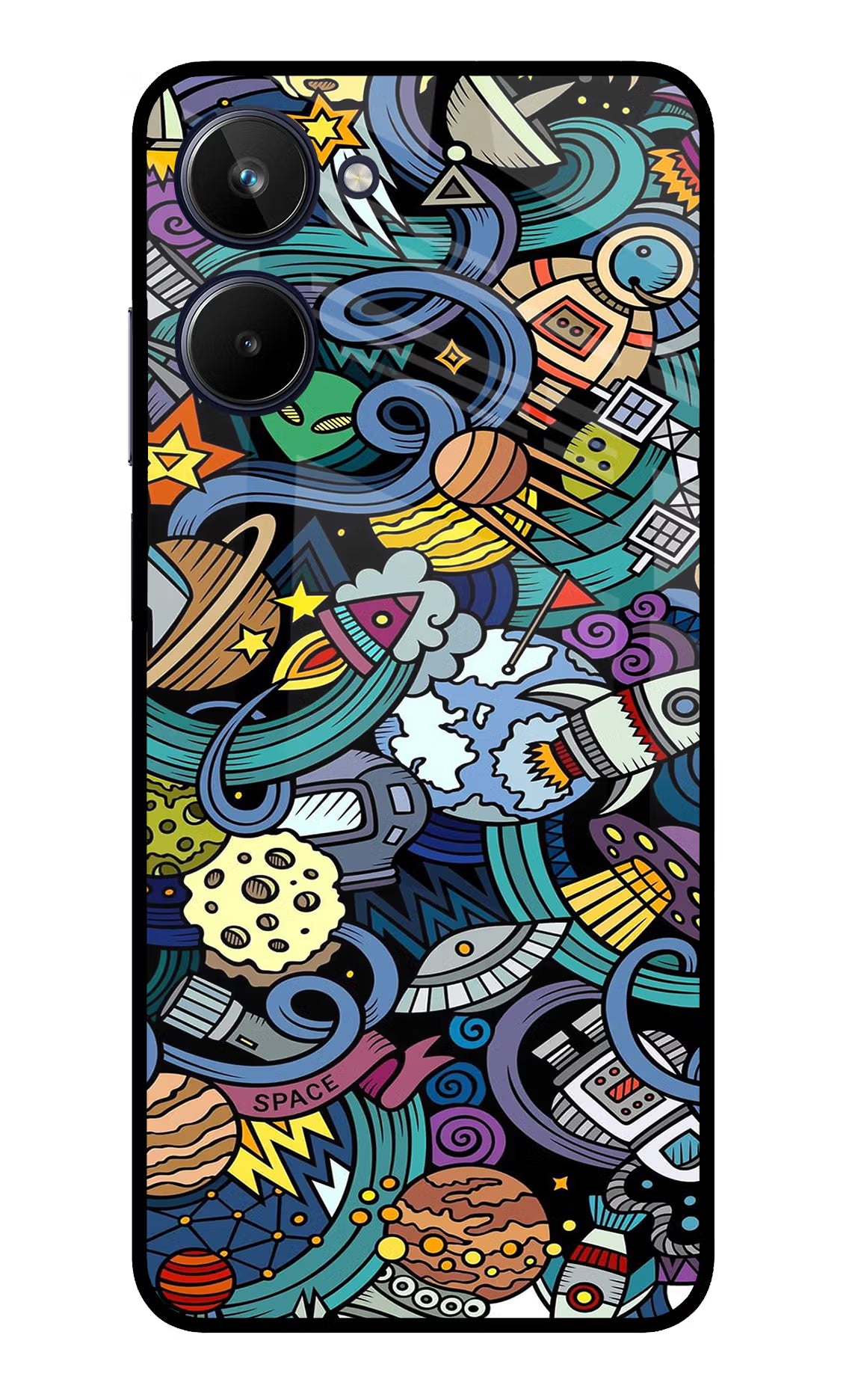 Space Abstract Realme 10 Glass Case Back Cover by Casekaro