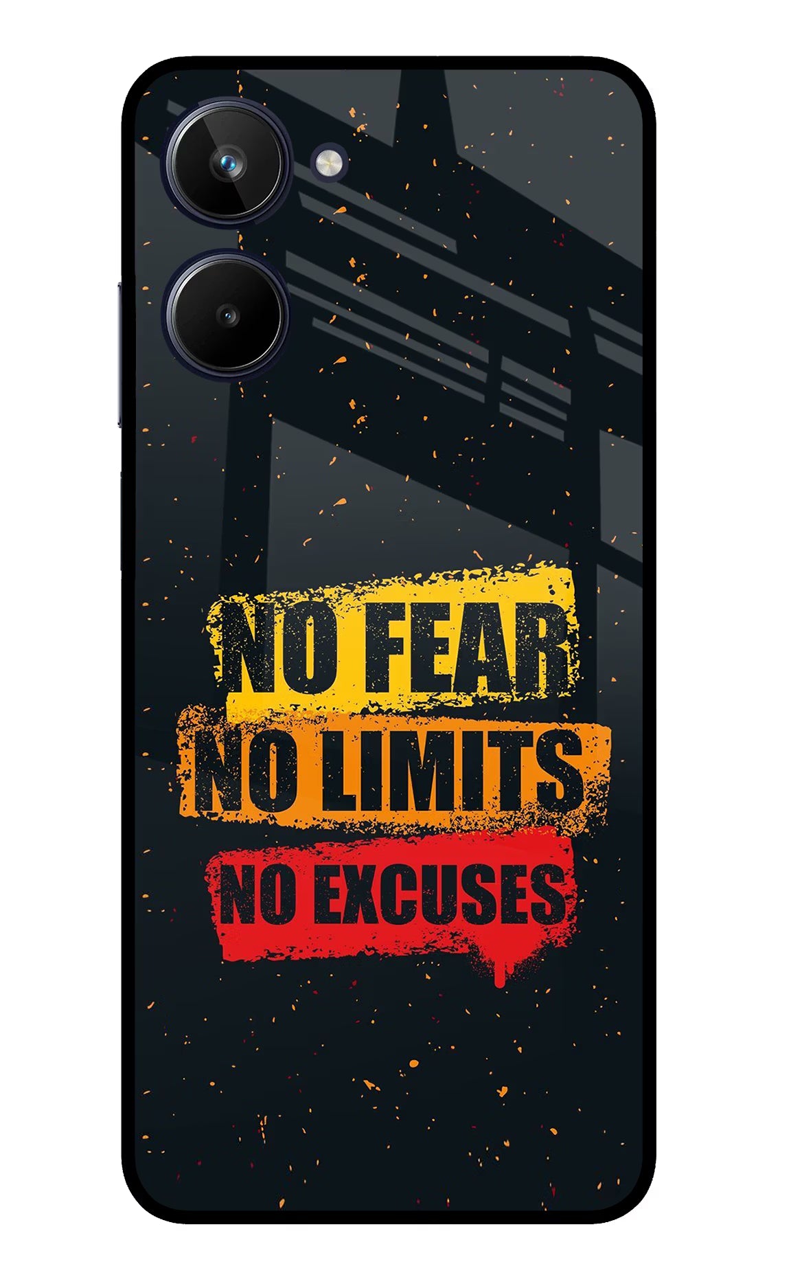 No Fear No Limits No Excuse Realme 10 Glass Case Back Cover by Casekaro
