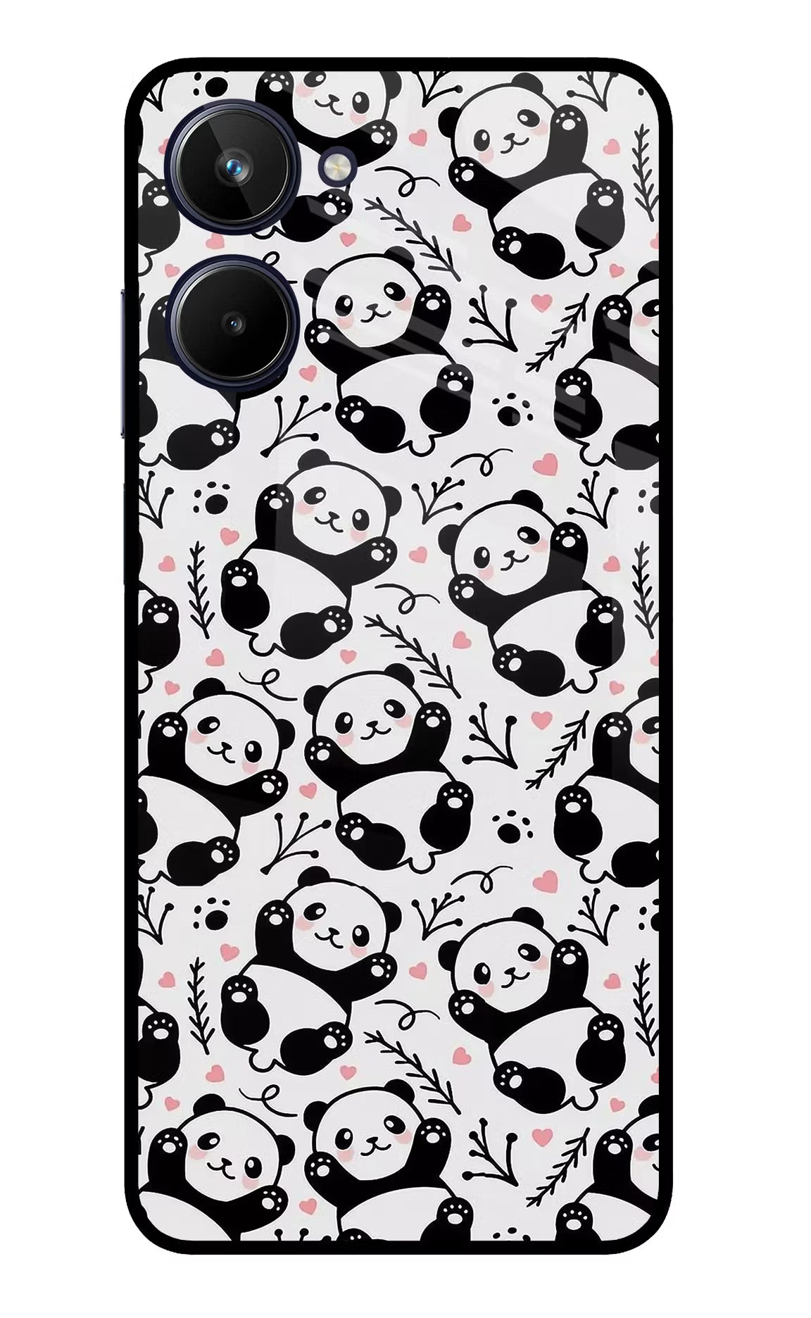 Cute Panda Realme 10 Glass Case Back Cover by Casekaro