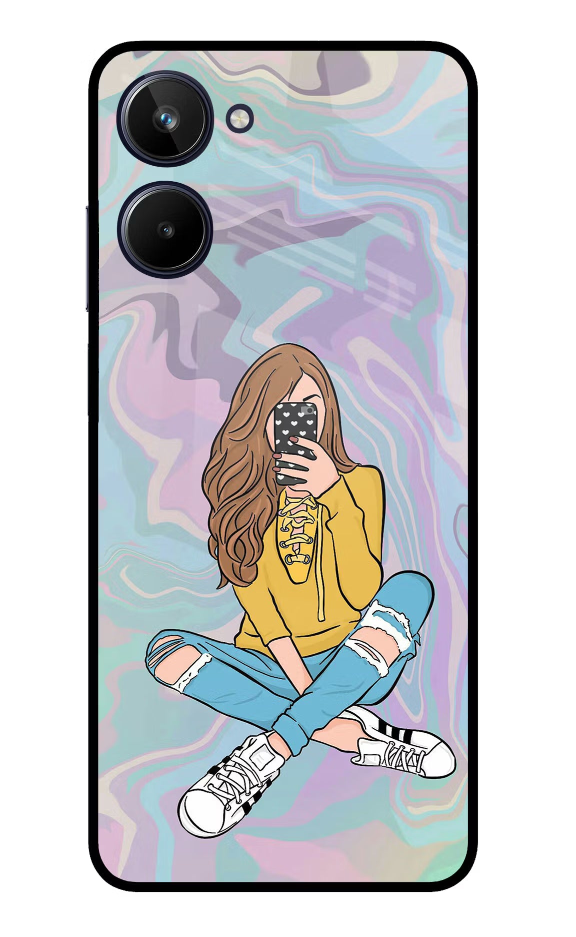 Selfie Girl Realme 10 Glass Case