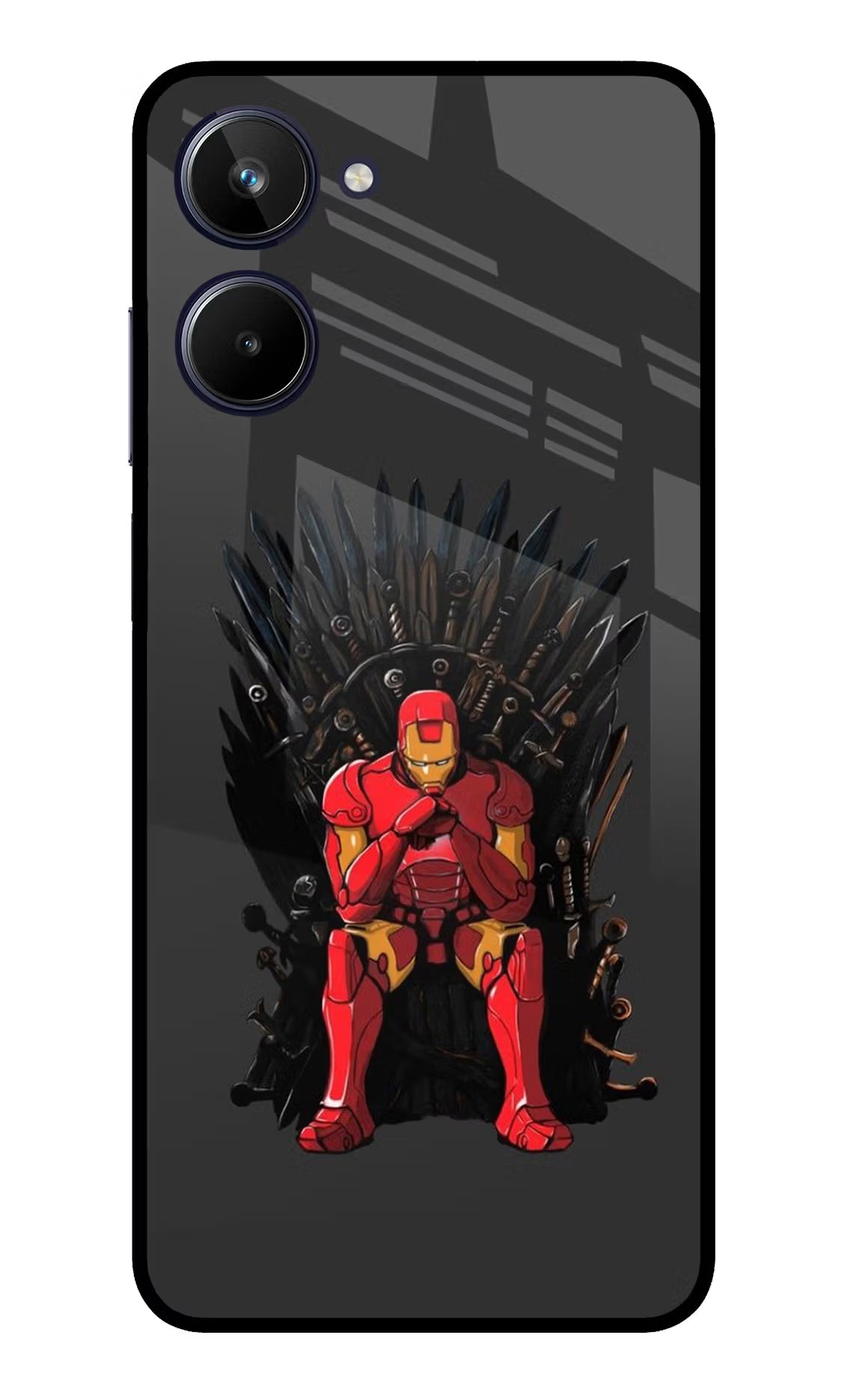 Ironman Throne Realme 10 Glass Case Back Cover by Casekaro