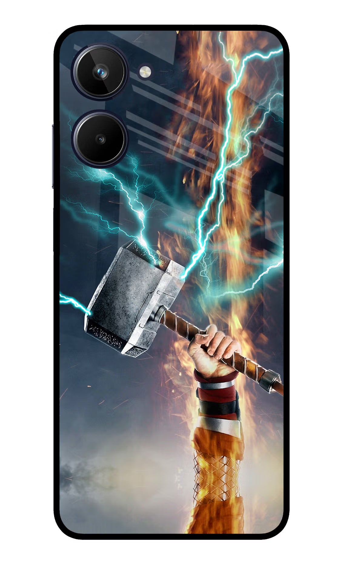 Thor Hammer Mjolnir Realme 10 Glass Case Back Cover by Casekaro