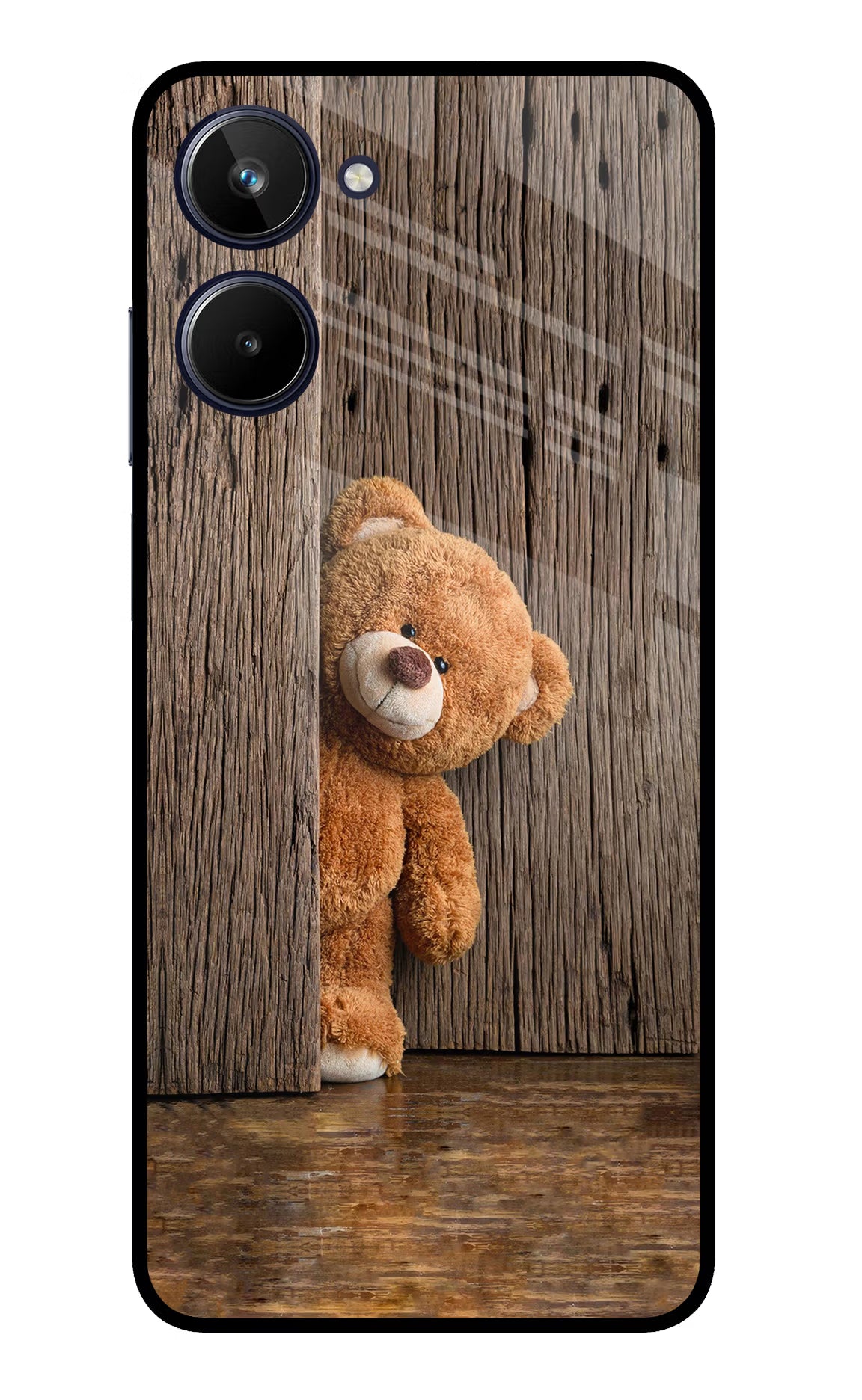 Teddy Wooden Realme 10 Glass Case