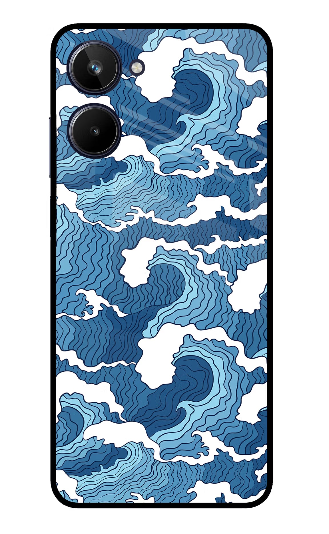 Blue Waves Realme 10 Glass Case Back Cover by Casekaro
