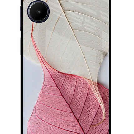 White Pink Leaf Realme 10 Glass Case Back Cover by Casekaro
