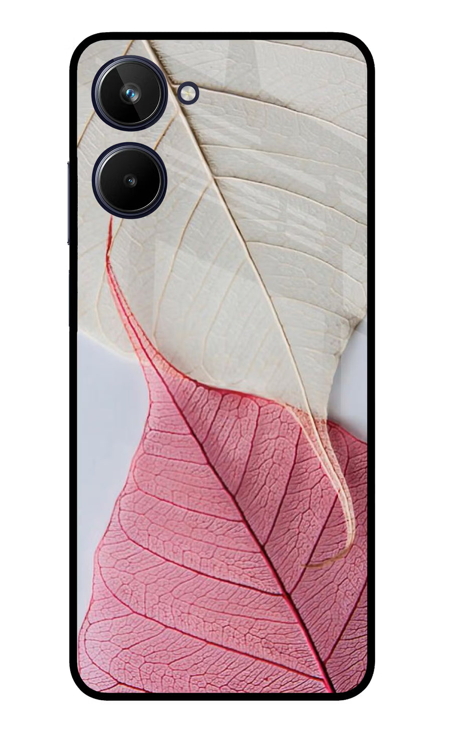 White Pink Leaf Realme 10 Back Cover, Metal case