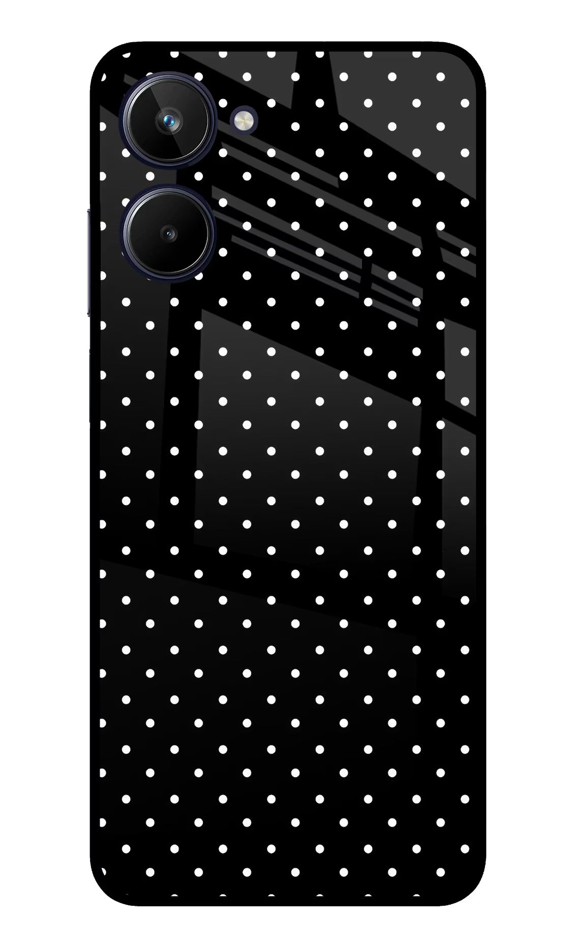 White Dots Realme 10 Glass Case Back Cover by Casekaro