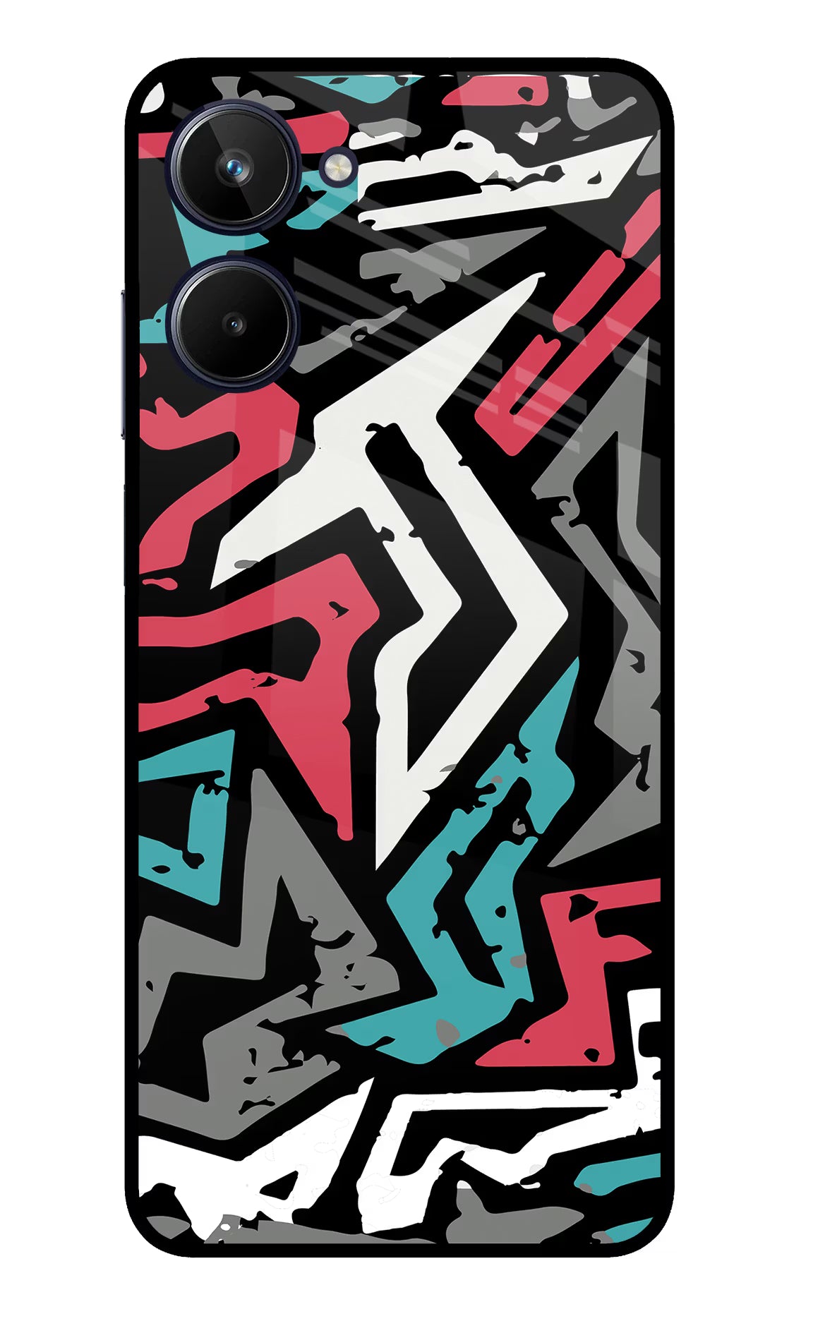 Geometric Graffiti Realme 10 Glass Case Back Cover by Casekaro
